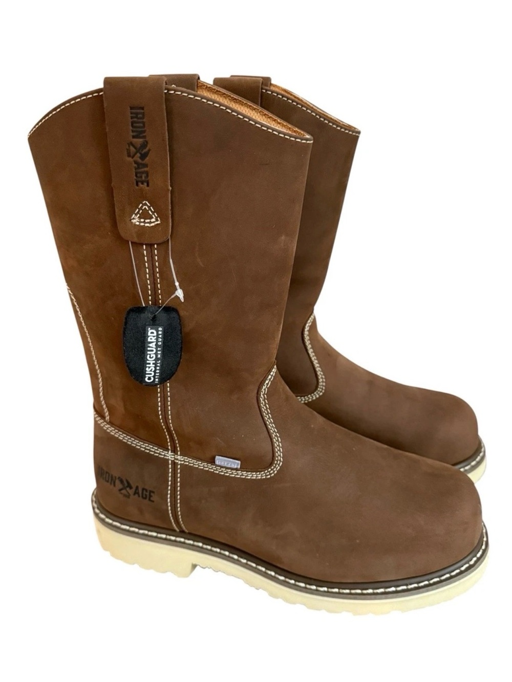 Iron Age Work Boots 8.5 Men IA5092 Brown Pull On Composite Toe Met Guard Safety